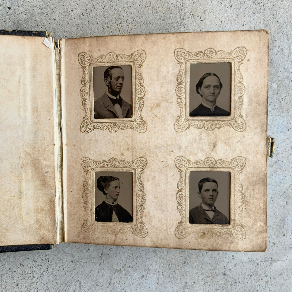 c. 1860s Miniature Gem Tintype Photo Album