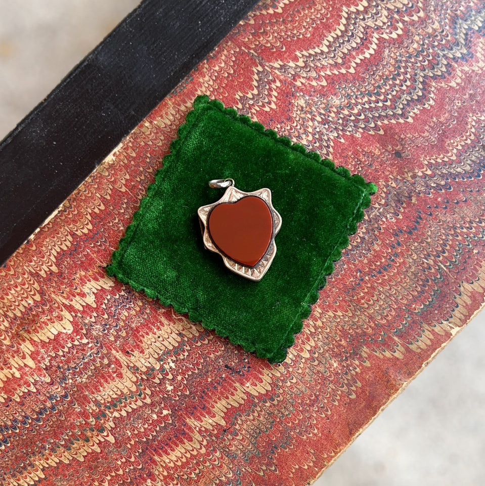 Mid-Late 19th c. Gilt Silver Carnelian Heart Locket