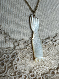c. 1890s-1900s 14k Gold Mother of Pearl Hand Pendant