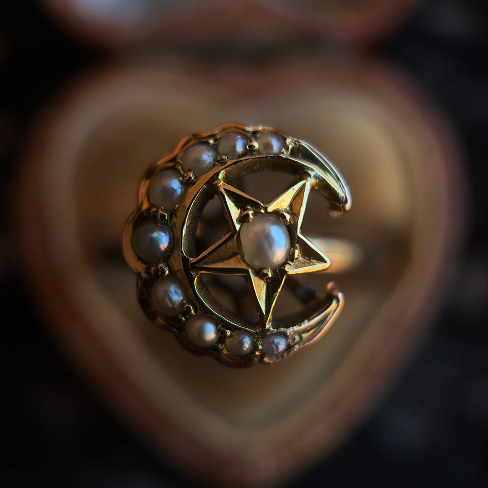 c. 1900s-1910s 10k Gold Celestial Conversion Ring