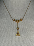 c. 1910s 10k Gold Diamond Lavalier Necklace