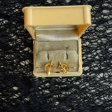 c. 1890s Gold Celestial Moon + Star Earrings