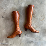 c. 1910s-1920s Tall Brown Boots | Approx Sz. 5-6