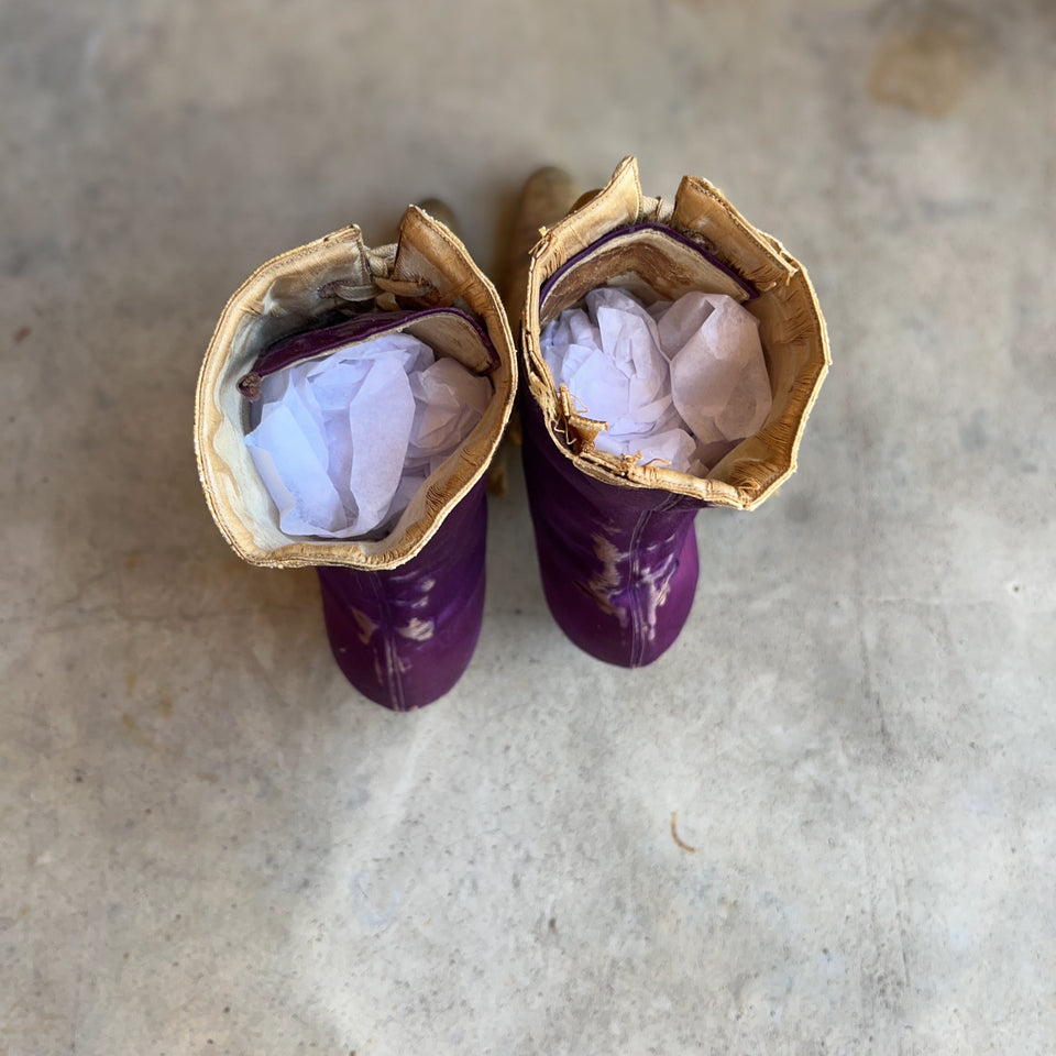 c. 1900s Purple Silk Boots | Study + Display