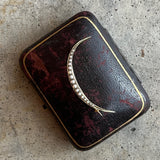 c. 1900s 15k Gold Crescent Moon Brooch in Box