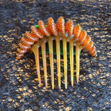 19th c. Twisted Horn Star Pique Hair Comb