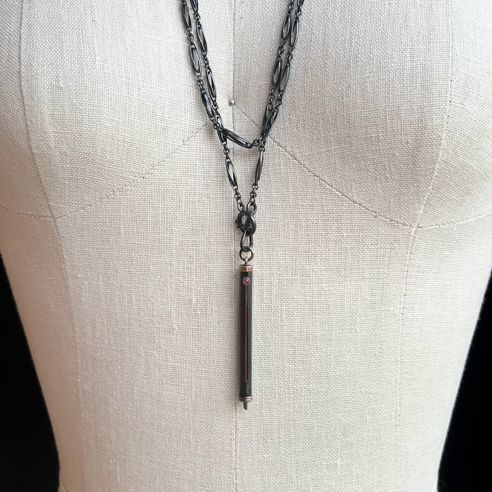 c. Late 19th Century Gunmetal Chain + Pencil