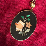 c. 1870s Pietra Dura 14k Gold Pendant