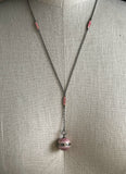 c. 1910s Pink Guilloche Enamel Vinaigrette Necklace
