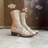c. 1910s Cream Lace Up Boots | Approx Sz 6
