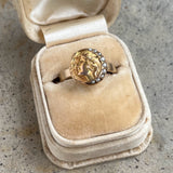 Early 20th c. Art Nouveau Crescent Moon Lady 10k Gold Ring