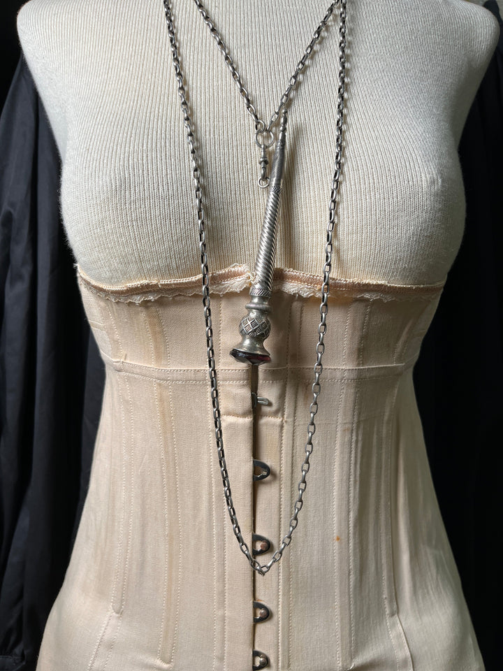 19th c. Silver Muff / Long Guard Chain