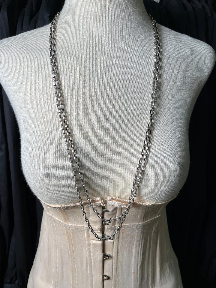 19th c. Silver Muff / Long Guard Chain