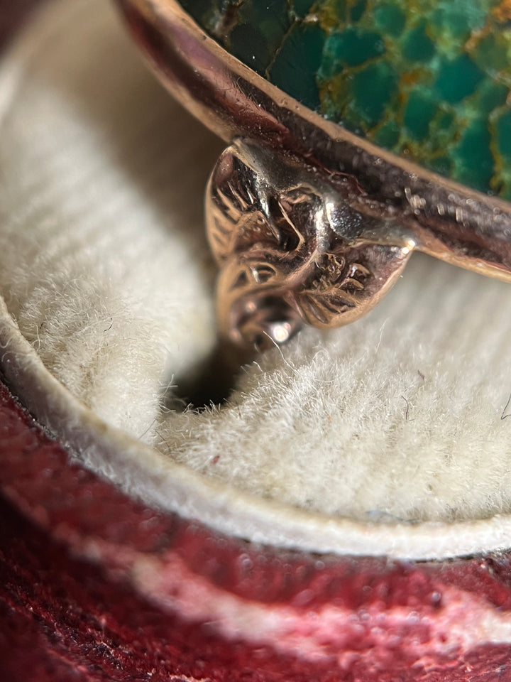 Art Nouveau 10k Gold Green Turquoise Ring