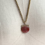 Turn of the Century Carnelian Glass Cameo Fob Pendant