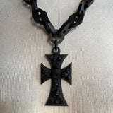 RESERVED | 19th c. Vulcanite Cross Necklace