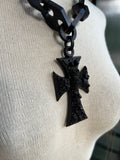 RESERVED | 19th c. Vulcanite Cross Necklace