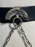 c. 1900 Cut Steel Beaded Snake Chatelaine Purse