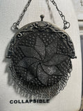 c. 1900 Cut Steel Beaded Snake Chatelaine Purse