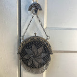 c. 1900 Cut Steel Beaded Snake Chatelaine Purse