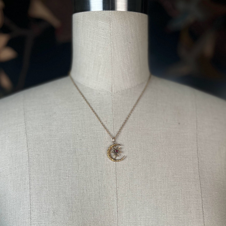 c. 1900s-1910s 10k Gold Crescent Moon Pedant