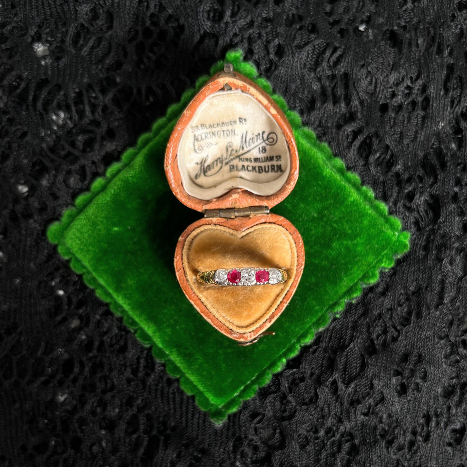 Early 20th c. 14k Gold Ruby Diamond Ring