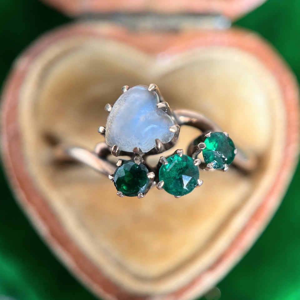 10k Gold Moonstone Heart Ring | As Is