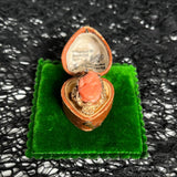 c. 1910s Coral Cameo 12k Gold Diamond Ring