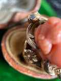 c. 1910s Coral Cameo 12k Gold Diamond Ring