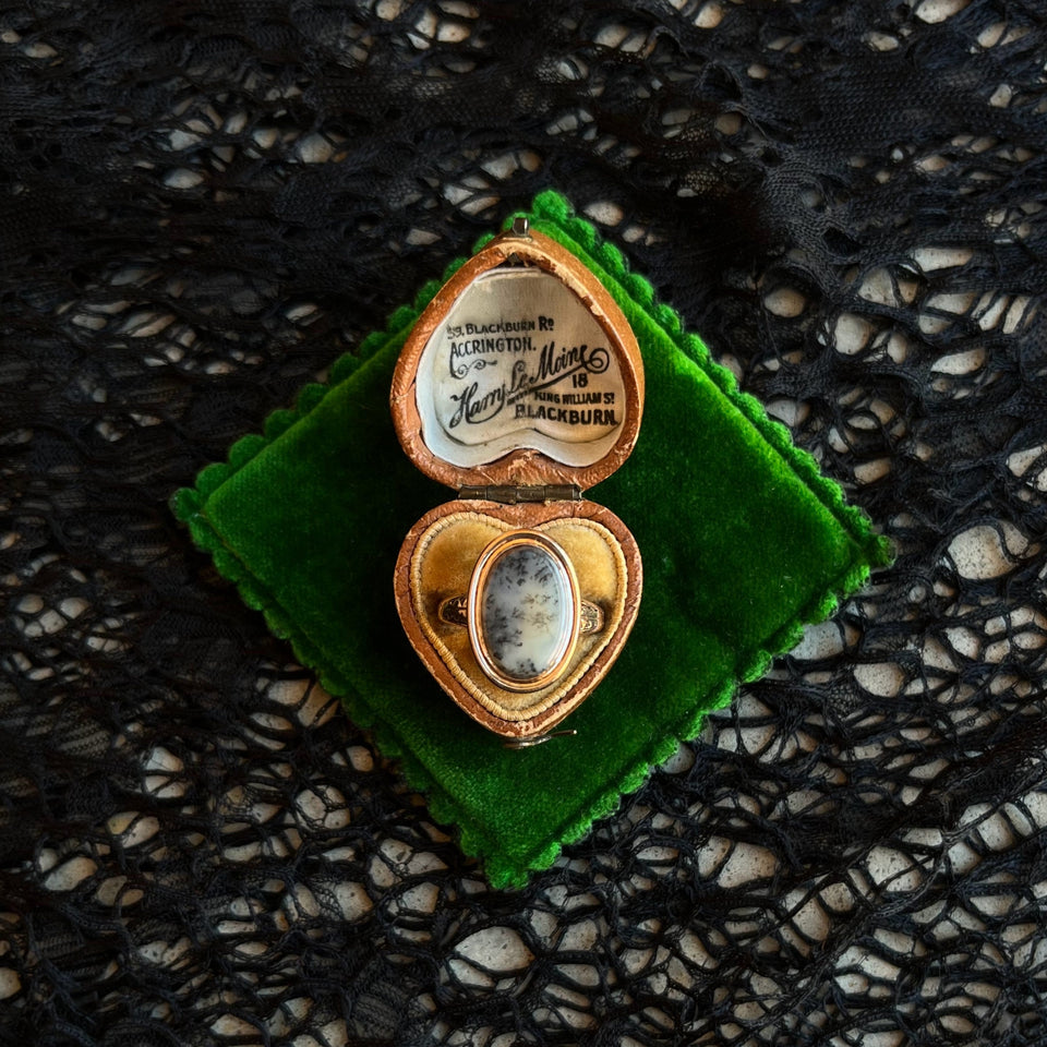 Late 19th c. 14k Gold Dendritic Agate Ring