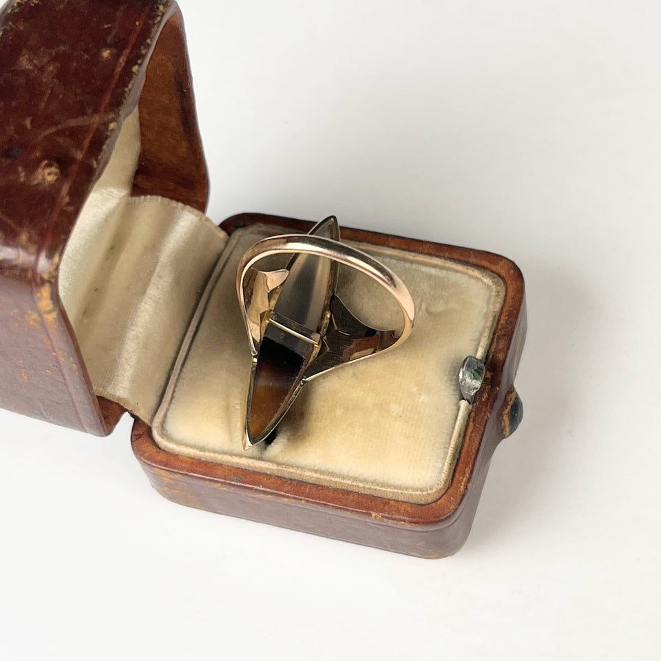 Late 19th c. 10-12k Gold Agate Ring | Sz 6
