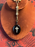 c. 1870s Seed Pearl Cross Mourning Locket