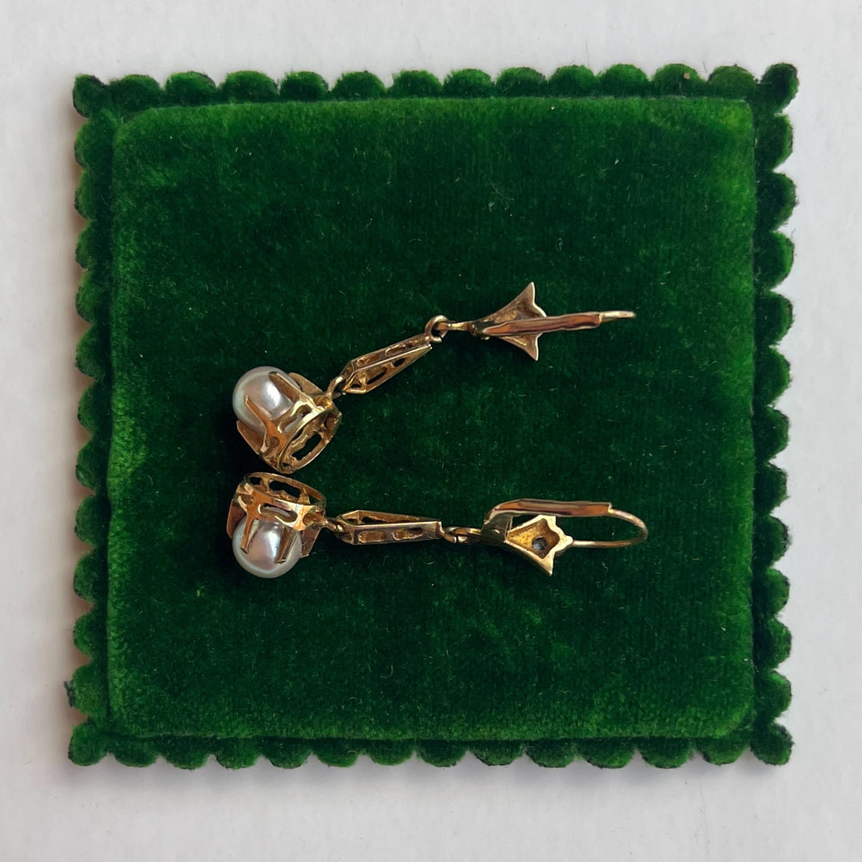 Early 20th c. 14k Gold Vermeil Earrings