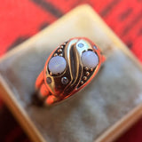 Victorian Opal Diamond Double Snake Ring