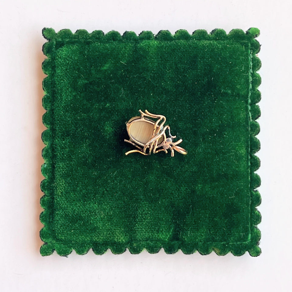 c. 1900s Tigers Eye Beetle Conversion Pendant