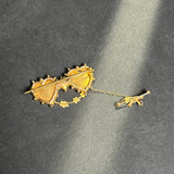 c. 1900s 9k Gold Mizpah Double Heart Brooch