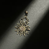 c. 1870s Crescent Moon Star 14k Gold + Onyx Hair Locket Pendant