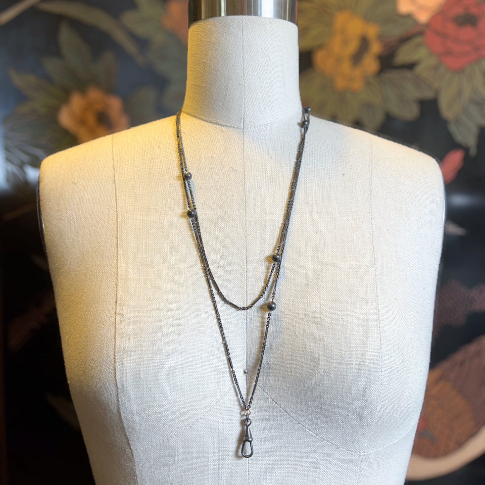 Antique Gunmetal Long Guard Chain w/ Metal Spheres