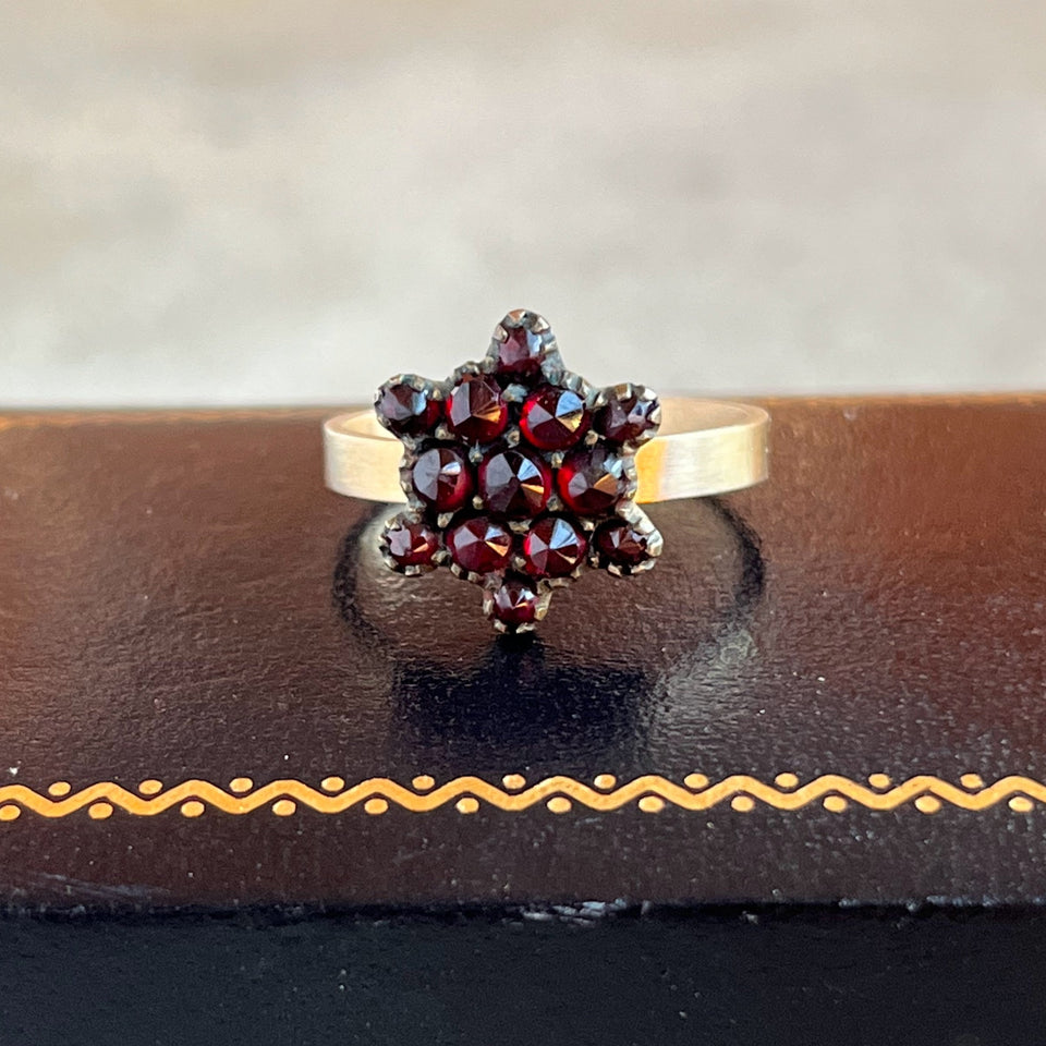 Late 19th c. 10k Gold Garnet Star Conversion Ring