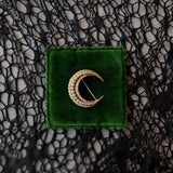Victorian 15k Gold Pearl Crescent Moon Brooch