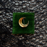 Victorian 15k Gold Pearl Crescent Moon Brooch