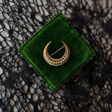 Victorian 15k Gold Pearl Crescent Moon Brooch