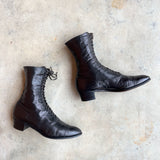 c. 1910s Black Lace Up Boots | Approx Sz 8