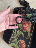 c. 1920s Needlepoint Velvet + Silk Purse