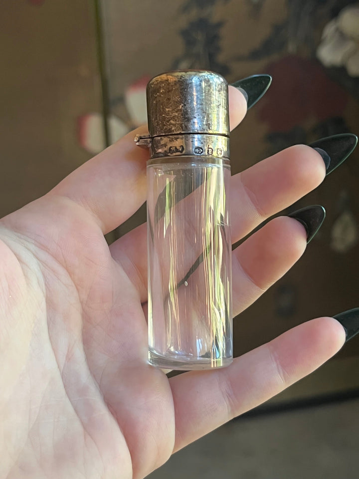 1898 Sterling Silver Guilloche Enamel Perfume Bottle