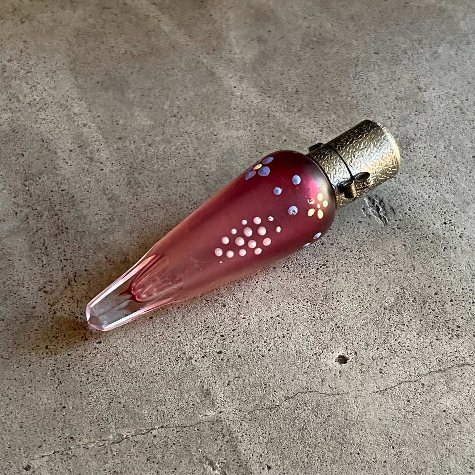 c. 1910s-1920s Pink Frosted Glass Perfume Bottle