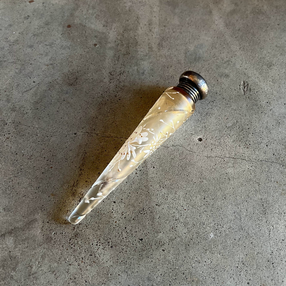 1901 Sterling + Painted Glass Perfume Bottle