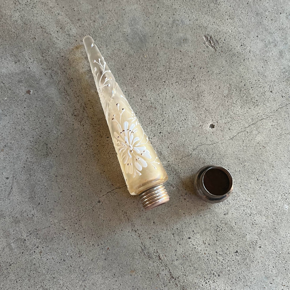 1901 Sterling + Painted Glass Perfume Bottle