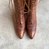c. 1910s Brown Lace Up Boots | Approx Sz 9