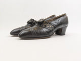 1910s-1920s Buckle Leather Heels | Approx Size 8-8.5